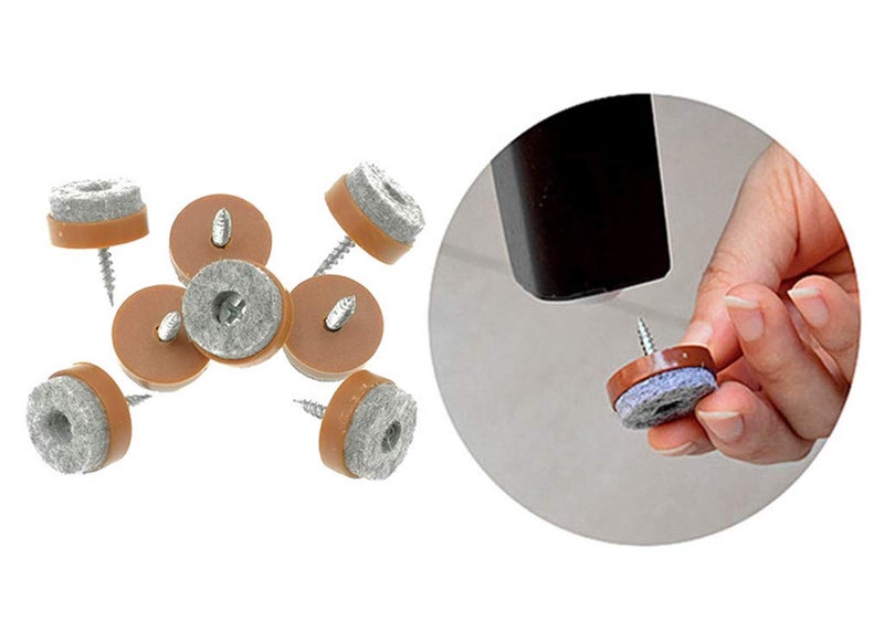 ALIMITOPIA 40pcs Screw-on Furniture Felt Pad Chair Glide Slider Hardwood Floor Protector for Wooden Leg Feet of Chair Table Furniture(Î¦28mm or 1.1";Brown) - Image 5